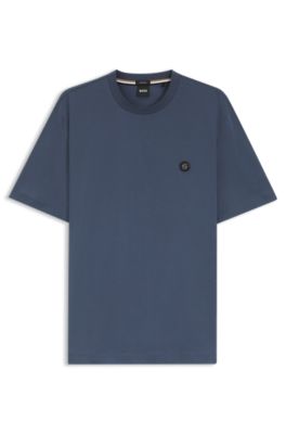 Mercerized-cotton T-shirt with Double B monogram, Light Blue