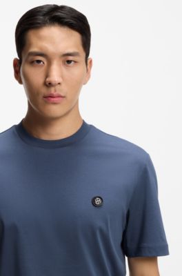 Cotton T-shirt with Double-B monogram badge, Light Blue