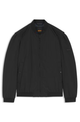 Bomber d&eacute;perlant en tissu doux, Noir