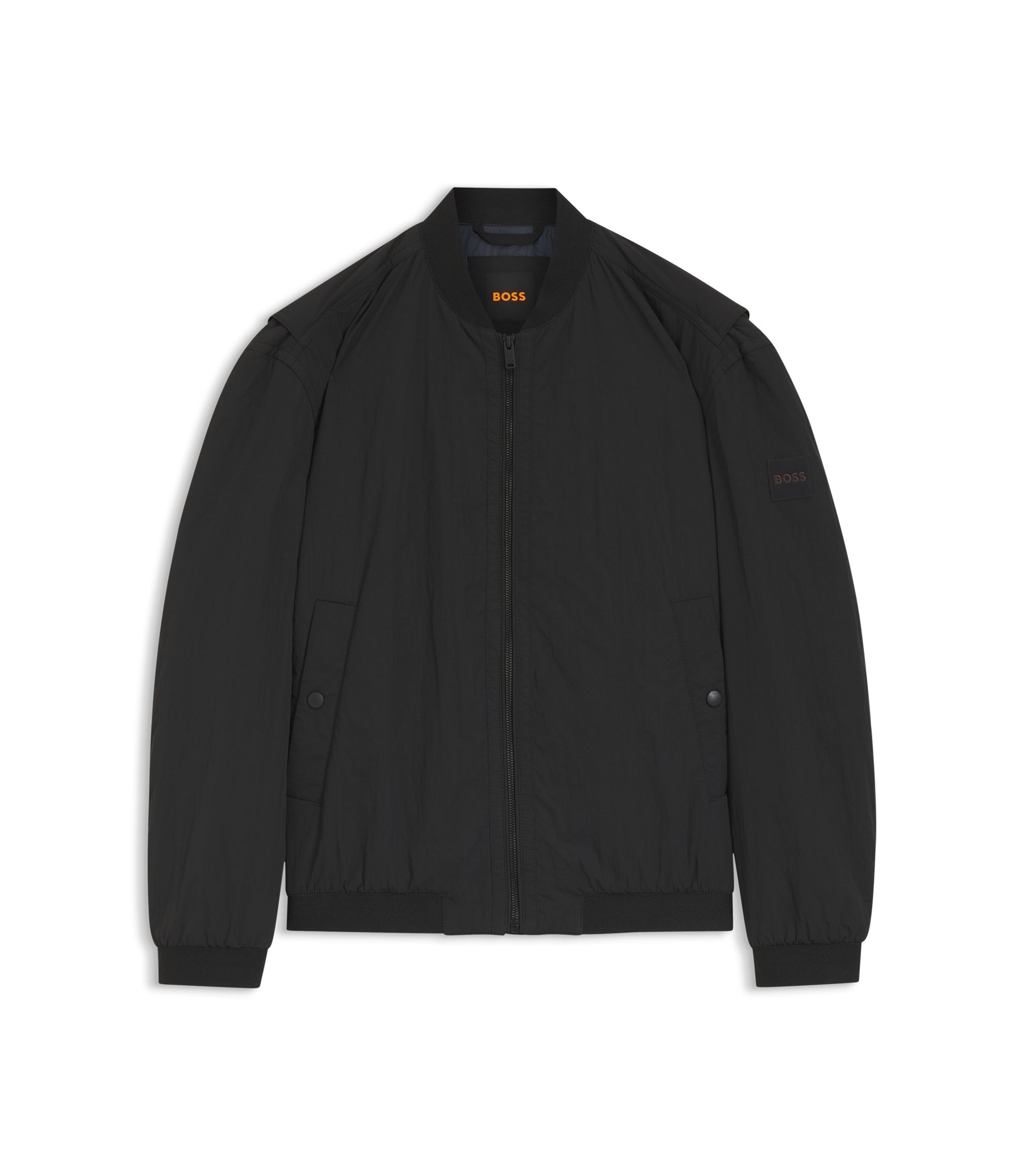 BOSS - Water-repellent bomber jacket in cotton-touch fabric - Black