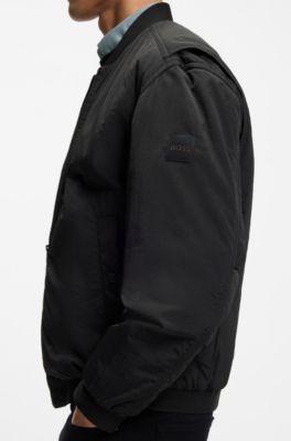 Bomber d&eacute;perlant en tissu doux, Noir