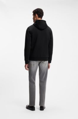 Sudadera en algod&oacute;n con capucha, cremallera y monograma Double B, Negro