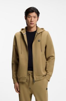 Sudadera en algod&oacute;n con capucha, cremallera y monograma Double&nbsp;B, Caqui