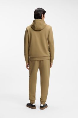 Cotton-blend zip-up hoodie with Double B monogram, Khaki