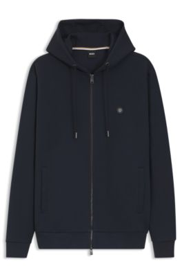 Sudadera en algod&oacute;n con capucha, cremallera y monograma Double&nbsp;B, Azul oscuro