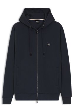 Sudadera en algodón con capucha, cremallera y monograma Double B