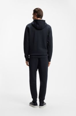 Cotton-blend zip-up hoodie with Double B monogram, Dark Blue