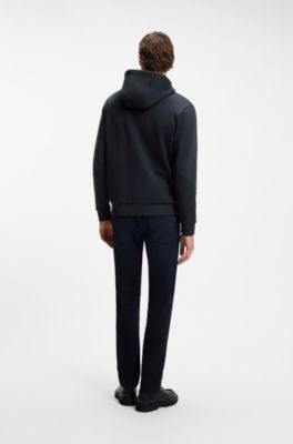 Cotton-blend zip-up hoodie with Double B monogram, Dark Blue