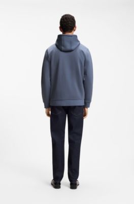 Cotton-blend zip-up hoodie with Double B monogram, Light Blue