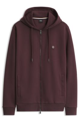 Cotton-blend zip-up hoodie, Brown