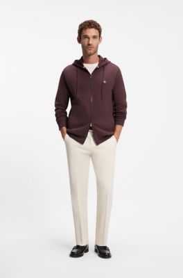 Cotton-blend zip-up hoodie, Brown