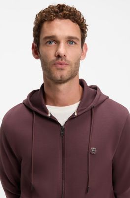 Cotton-blend zip-up hoodie, Brown