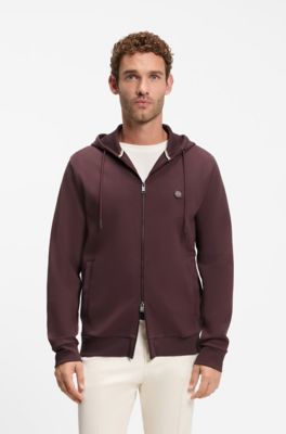 Cotton-blend zip-up hoodie, Brown