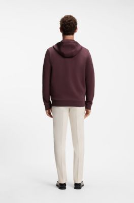 Cotton-blend zip-up hoodie, Brown