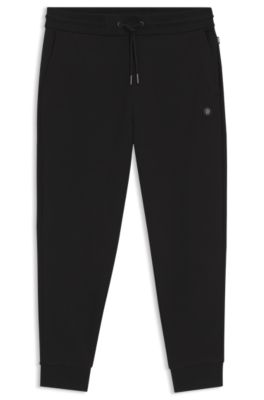Cotton-blend track pants with Double B monogram badge, Black