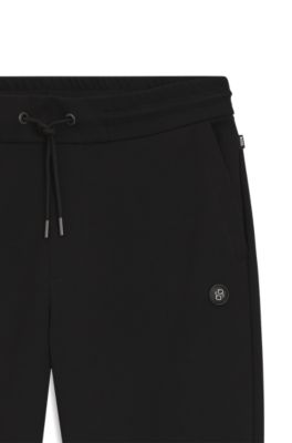 Cotton-blend track pants with Double B monogram badge, Black