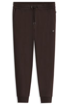 Cotton-blend track pants with Double B monogram badge, Dark Brown