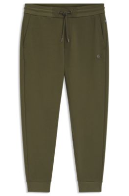 Bas de surv&ecirc;tement en coton m&eacute;lang&eacute; avec &eacute;cusson monogramm&eacute; Double&nbsp;B, Chaux