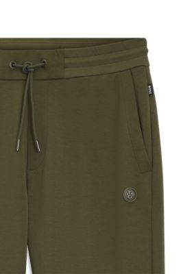Bas de surv&ecirc;tement en coton m&eacute;lang&eacute; avec &eacute;cusson monogramm&eacute; Double&nbsp;B, Chaux