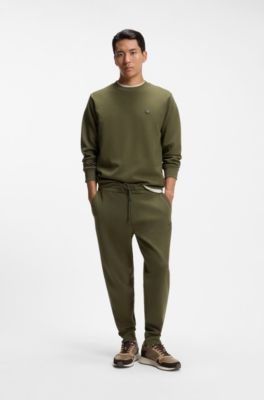 Bas de surv&ecirc;tement en coton m&eacute;lang&eacute; avec &eacute;cusson monogramm&eacute; Double&nbsp;B, Chaux