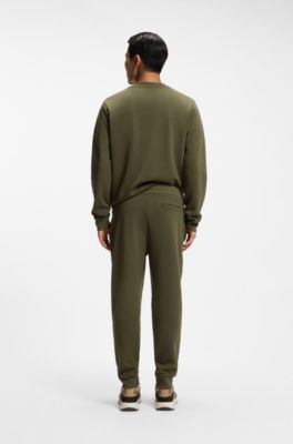 Bas de surv&ecirc;tement en coton m&eacute;lang&eacute; avec &eacute;cusson monogramm&eacute; Double&nbsp;B, Chaux