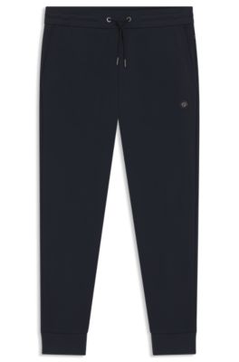 Cotton-blend track pants with Double B monogram badge, Dark Blue