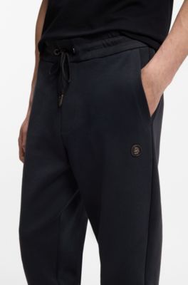Cotton-blend track pants with Double B monogram badge, Dark Blue