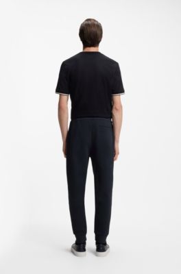 Bas de surv&ecirc;tement en coton m&eacute;lang&eacute; avec &eacute;cusson monogramm&eacute; Double&nbsp;B, Bleu fonc&eacute;