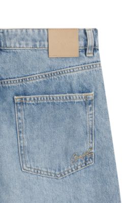 Light-blue wide-leg jeans in rigid denim, Blue