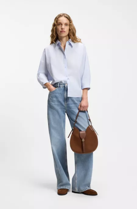 Light-blue wide-leg jeans in rigid denim