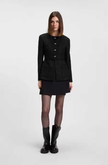 Regular-fit blazer in sparkling bouclé