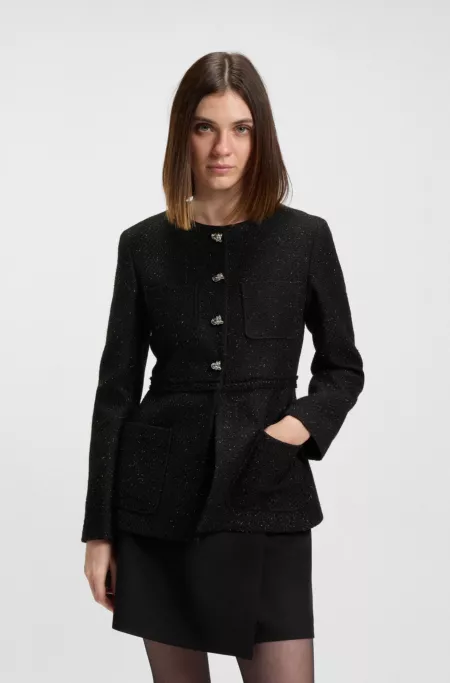 Regular-fit blazer in sparkling bouclé
