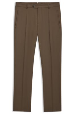 Pantalon Regular en laine vierge et laine textur&eacute;e, Chaux