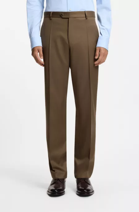 Regular-fit trousers in virgin and textured wool