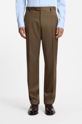 Pantalones regular fit en lana virgen y con textura, Cal