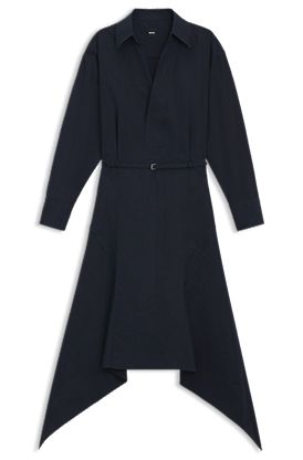 Robe-chemise à ceinture en popeline de coton