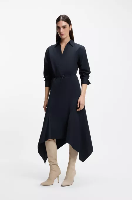 Cotton-poplin shirt dress with belt