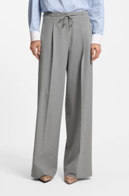 Regular-fit trousers with wide leg, Light Grey