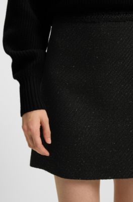 Boucl&eacute; mini skirt with chain tape, Black