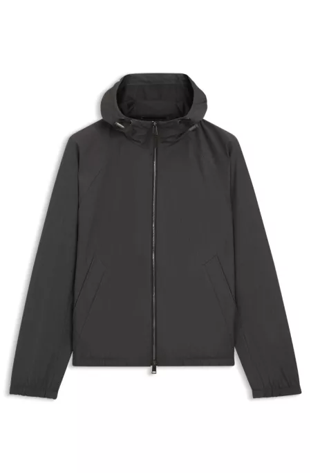 Virgin-wool windbreaker with hood