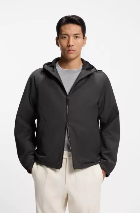 Virgin-wool windbreaker with hood