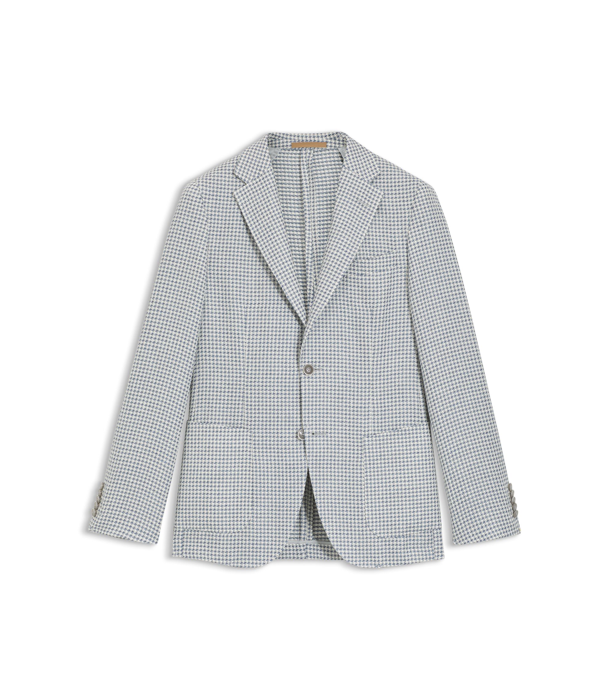 BOSS - Slim-fit jacket in linen, silk and cotton - Light Blue