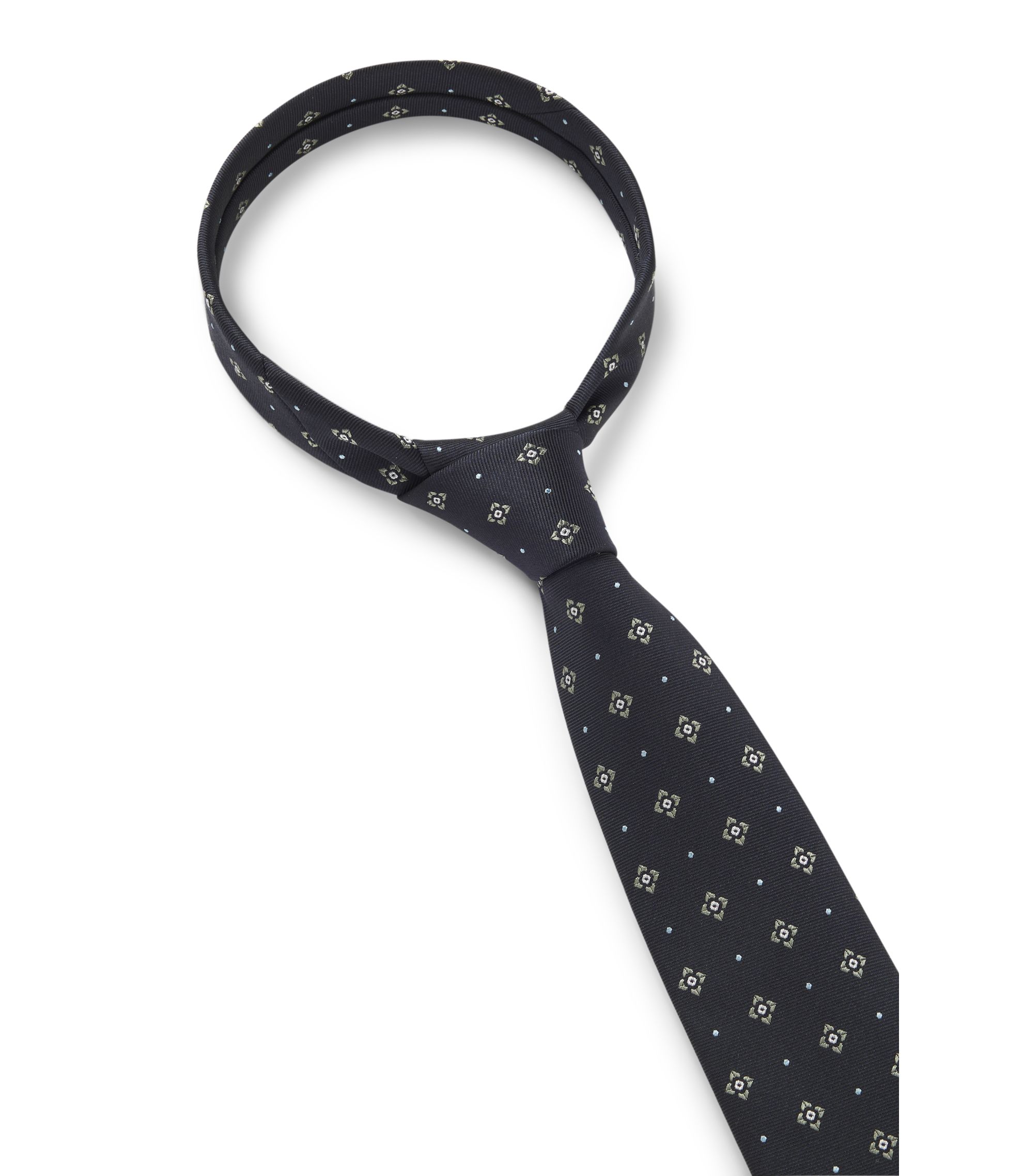 BOSS - Diagonal-stripe tie in a silk blend - Dark Blue