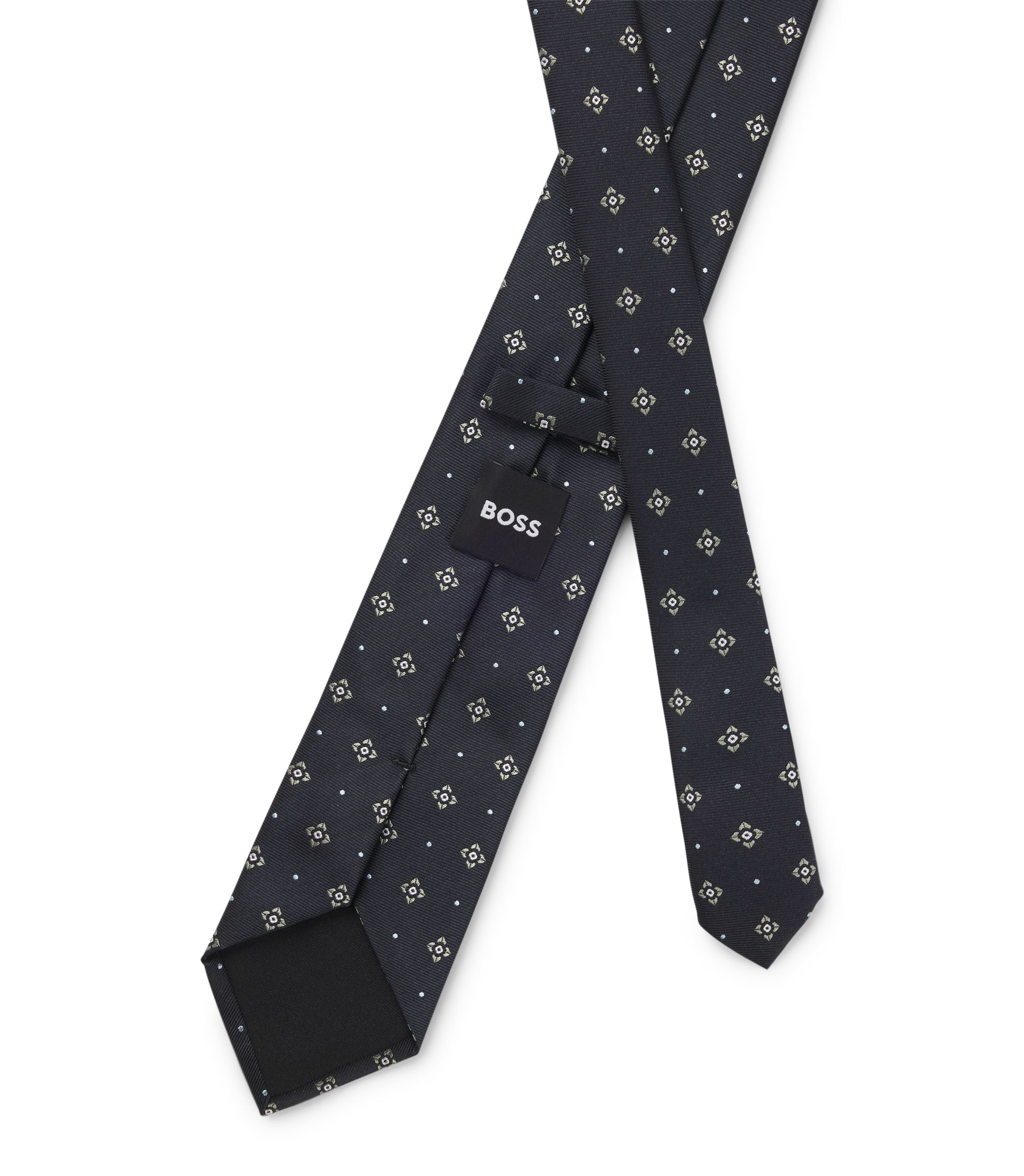 BOSS - Diagonal-stripe tie in a silk blend - Dark Blue