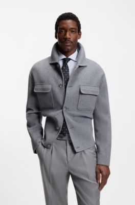 Corbata en mezcla de seda con raya diagonal, Azul oscuro