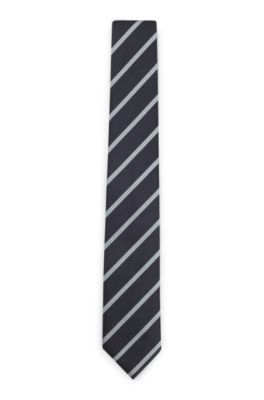 Corbata en mezcla de seda con raya diagonal, Luz p&uacute;rpura