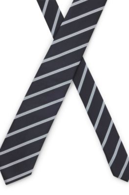 Corbata en mezcla de seda con raya diagonal, Luz p&uacute;rpura