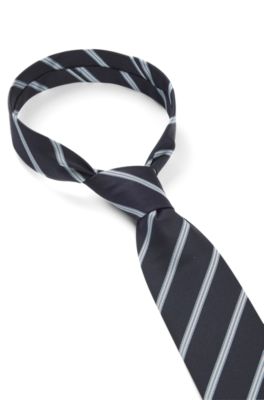 Corbata en mezcla de seda con raya diagonal, Luz p&uacute;rpura