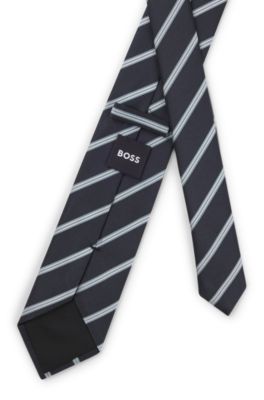 Corbata en mezcla de seda con raya diagonal, Luz p&uacute;rpura