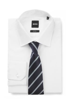 Corbata en mezcla de seda con raya diagonal, Luz p&uacute;rpura